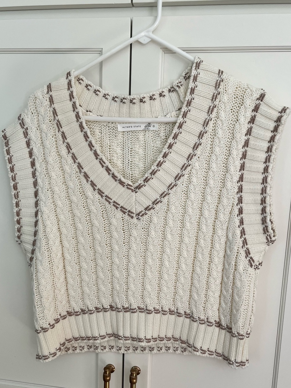 Altar’d State Cream Knit Vest, Size S